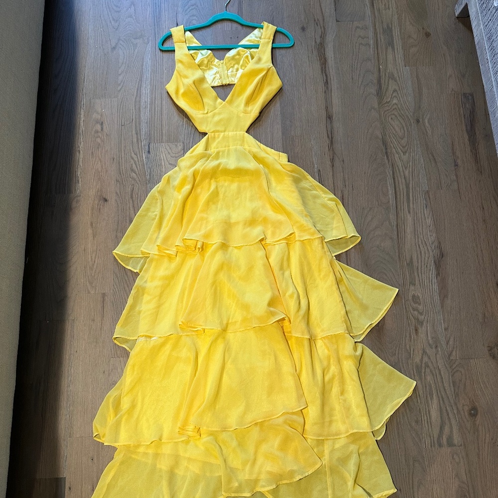 Yellow Ruffled Formal Dress